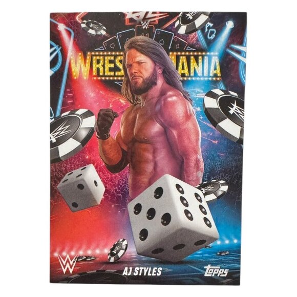 2025 Topps Wrestlemania 41 WWE WORLD Vegas Exclusive Card LE WM-12 AJ STYLES - Picture 1 of 4